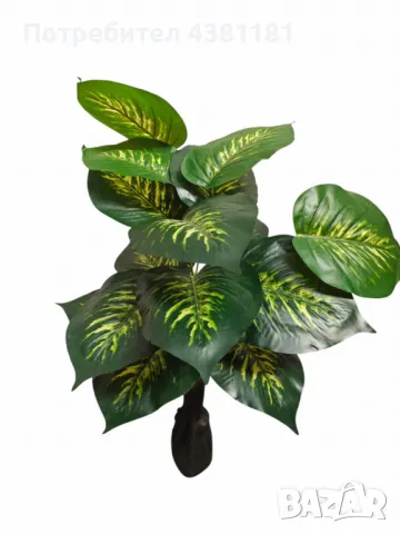 Изкуствено декоративно растение с шарени зелени листа ,1 метър, снимка 3 - Други - 49812632