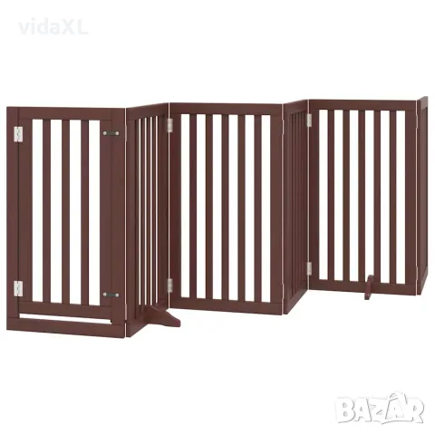 vidaXL Сгъваема преграда за куче с врата 9 панела кафява 450 см топола, снимка 3 - За кучета - 56146648