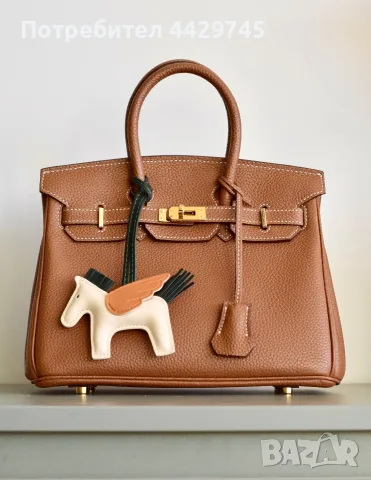 Кафява чанта Hermes Birkin 25 gold on gold