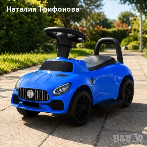 Детска кола за бутане с родителски контрол 2 в 1 – Светлини, звуци и педал за газ, синя, снимка 3 - Детски велосипеди, триколки и коли - 55981688