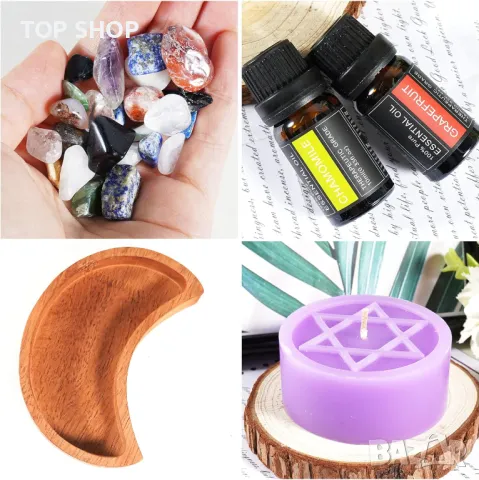 Soulnioi Декоративен поднос с черни обсидианови камъни, 2 ароматерапевтично масло лайка + грейпфрут, снимка 6 - Декорация за дома - 49509124