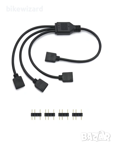 QWORK® 5V 3-пинов ARGB сплитер кабел, argb сплитер, 1 женски към 3 мъжки, 30 см, за охладители НОВО
