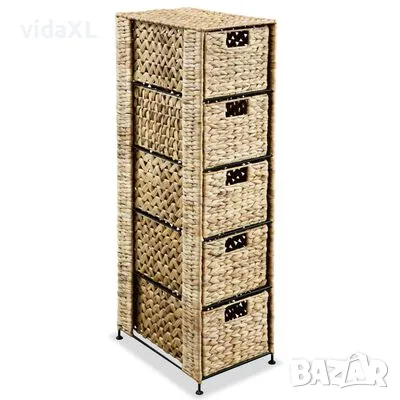 vidaXL Скрин с 5 чекмеджета-кошници, 25,5x37x100 см, воден хиацинт（SKU:245492）, снимка 3 - Други - 48564625