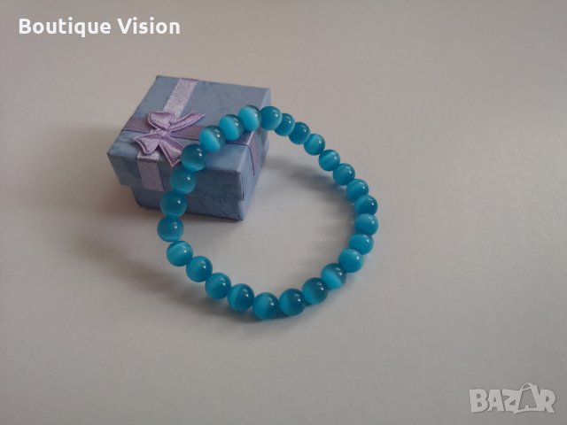 Ново! Гривна с естествени камъни - Котешко око, снимка 2 - Гривни - 31580048