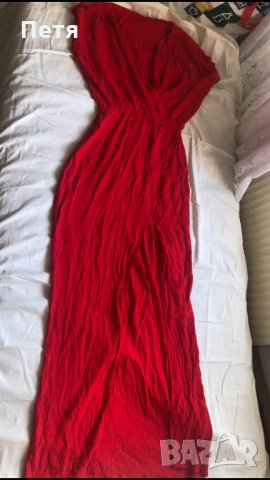 Дамска червена рокля с цепка, снимка 2 - Рокли - 31457417