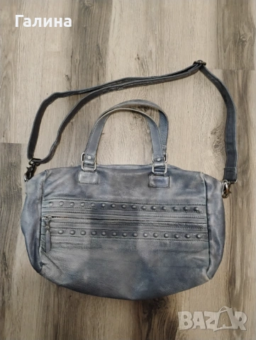 Сребриста чанта от естествена кожа, снимка 6 - Чанти - 53025284