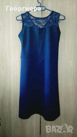 Тъмно синя рокля с панделка на гърба ПРОМОЦИЯ - 12лв.👗🍀XS,S👗🍀арт.1019, снимка 2 - Рокли - 29849332