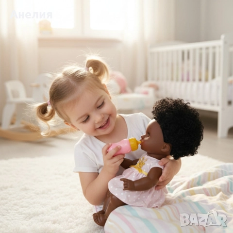 Кукла бебе 12 инча, която яде, пие и пишка – забавление и грижа за всяко дете, снимка 2 - Кукли - 52831053