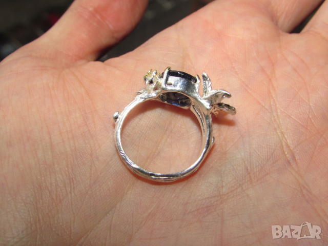925 сребърен пръстен със сапфир №932 подходящ за подарък, снимка 3 - Пръстени - 44743899