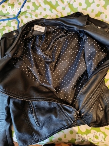 черно дамско кожено яке 42 N, снимка 3 - Якета - 52500725