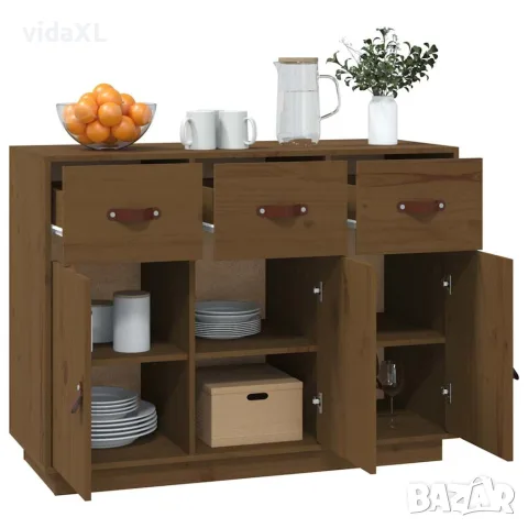 vidaXL Сайдборд, меденокафяв, 100x40x75 см, бор масив, снимка 4 - Бюфети - 56147928