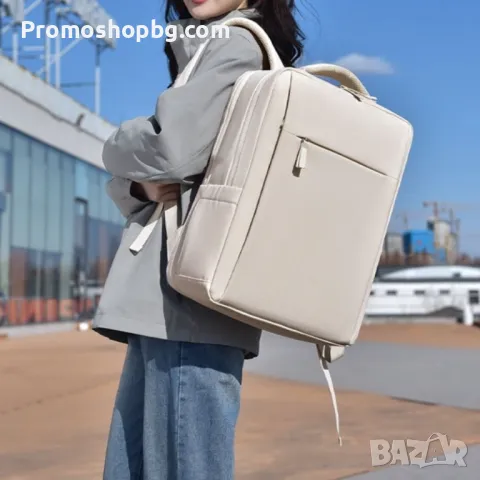 Раница за пътуване с отделение за лаптоп, водоустойчива - Черна или Бежова, снимка 15 - Раници - 48982220