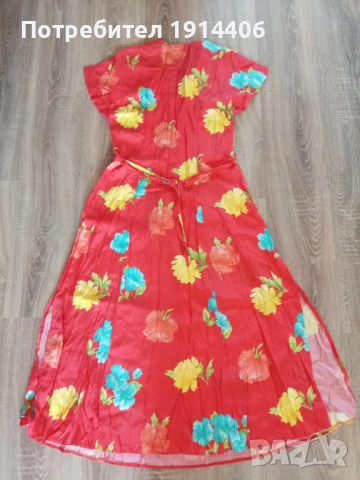 Красива лятна дамска червена рокля на цветя Fabiani, снимка 10 - Рокли - 50585130