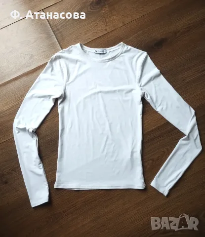 Страхотна изчистена блузка ZARA, бяла, р-р XS-S, перфектна