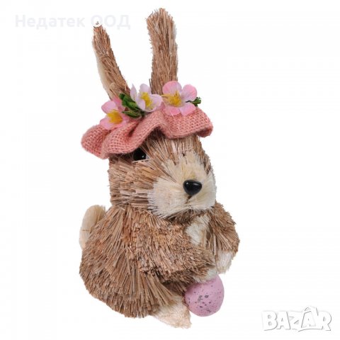 Великденскa декорация, Заек  с шапка и яйце, 20см, Многоцветна