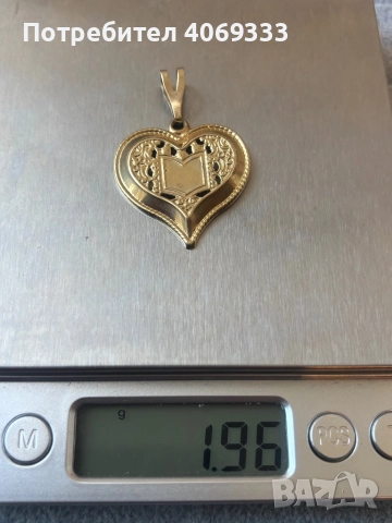 Златна висулка сърце 14карата, снимка 4 - Колиета, медальони, синджири - 52930011
