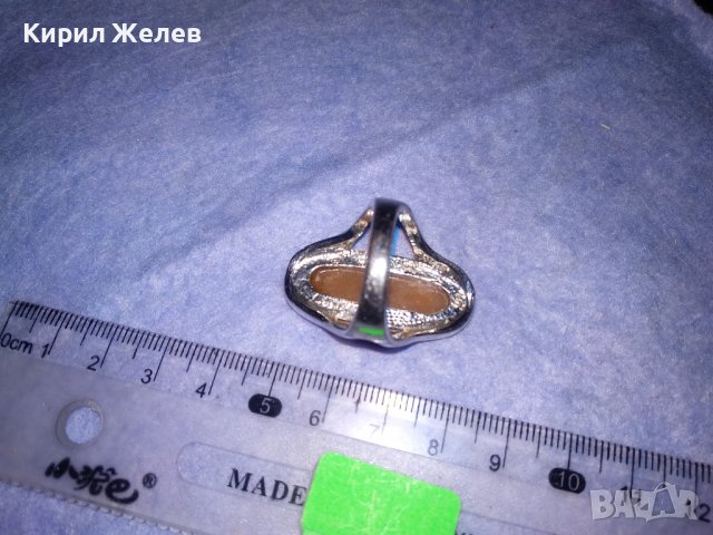 СТАР СРЕБРИСТ МЕДЕН ВИНТИДЖ ПРЪСТЕН с КАТАЛИН 36615, снимка 4 - Пръстени - 39747689