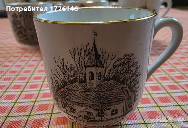 Шведски порцеланови чашки със златен кант , снимка 9 - Чаши - 54043317