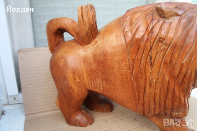 Дървена скулптура на лъв, снимка 12 - Антикварни и старинни предмети - 52392568
