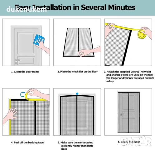 Магнитна мрежа против насекоми за врата 90x200 см, без пробиване, автоматично затваряне, снимка 6 - Други стоки за дома - 53070622