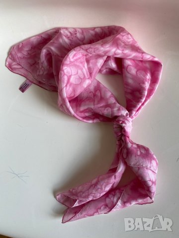 Розов, копринен шал/ розова кърпа за глава, снимка 8 - Шалове - 39858645