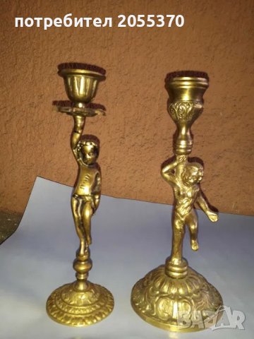 бронзови барокови свещници с фигури, снимка 8 - Антикварни и старинни предмети - 39699290