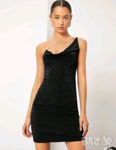 Къса черна рокля с камъни , снимка 2 - Рокли - 30538613