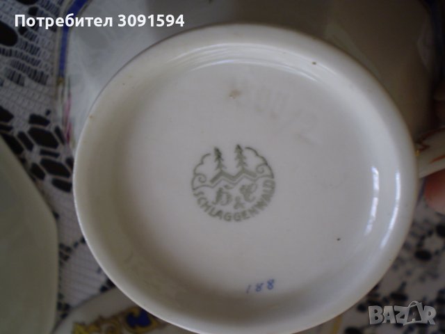 Стар сервиз за ЧАЙ порцелан SCHLAGGENWALD BOHEMIA Бяло синьо злато Рядка находка, снимка 11 - Антикварни и старинни предмети - 40197046