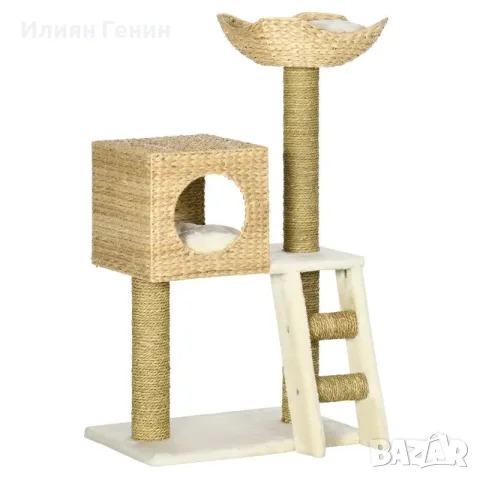 Дърво за котки PawHut с къщичка за котки