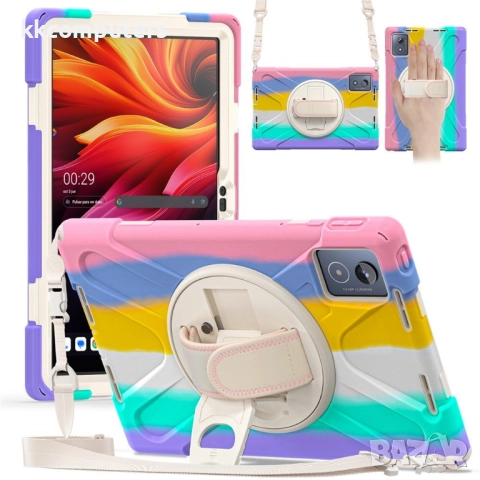 Защитен калъф Lenovo Tab K11 Plus със стойка, 360° ротация- Защитени ъгли, Ремък за рамо, TPU+PC, Вк, снимка 4 - Калъфи, кейсове - 52937766