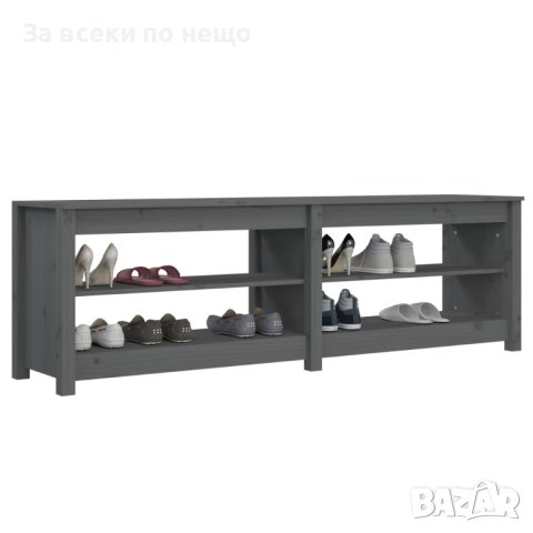 Пейка за обувки, сива, 160x36,5x50 см, борова дървесина масив, снимка 5 - Шкафове - 42425477