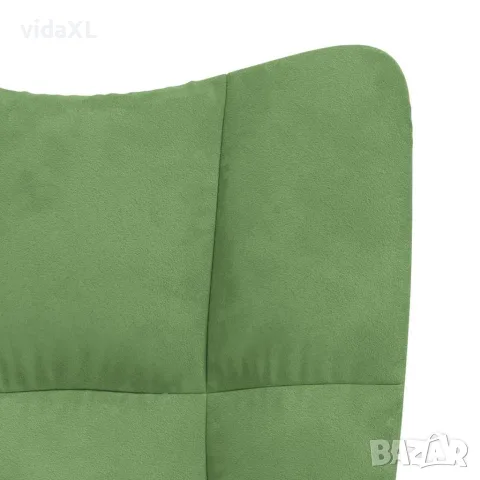 vidaXL Релакс стол, светлозелен, кадифе, снимка 6 - Столове - 56146888