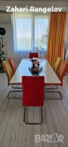 Луксозна Tрапезна Разтегателна Маса и 6 дизайнерски стола  