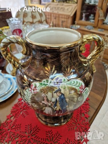 Страхотна голяма много красива антикварна белгийска порцеланова амфора ваза купа , снимка 3 - Декорация за дома - 42479031