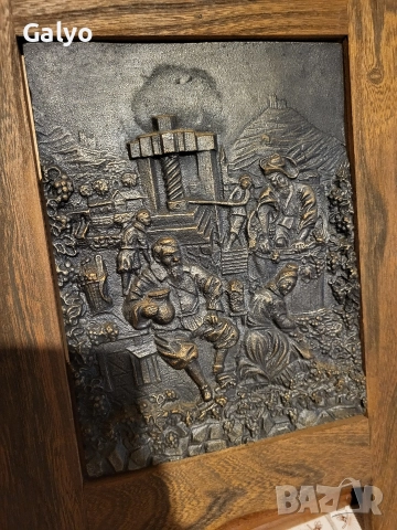 Винен фестивал, метална картина с дървена рамка, снимка 2 - Картини - 52921181