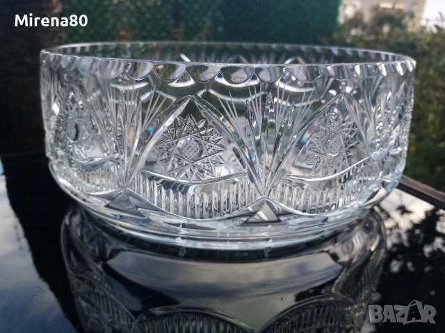 Българска кристална фруктиера, снимка 5 - Антикварни и старинни предмети - 54134042