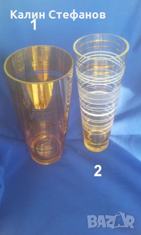 Две различни вази калиево стъкло от едно време, снимка 1 - Антикварни и старинни предмети - 29876470