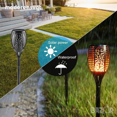 Соларна LED лампа тип факла имитираща огън, снимка 5 - Соларни лампи - 40876885