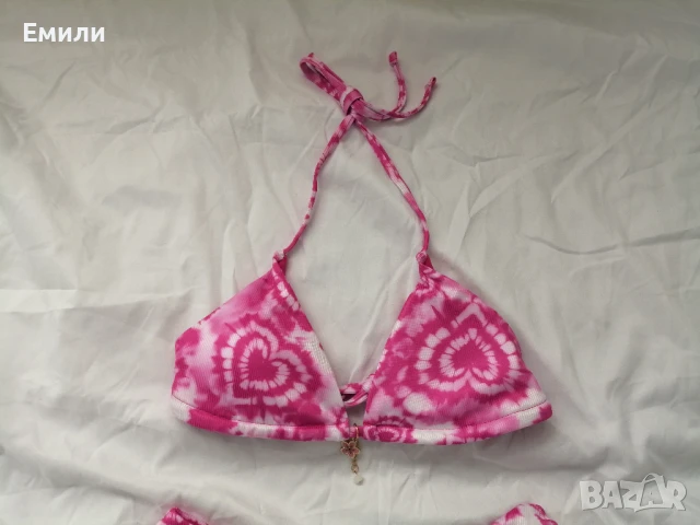 Нов комплект розов дамски бански от две части с принт сърчица р-р XS, S, M, L , снимка 3 - Бански костюми - 50900005