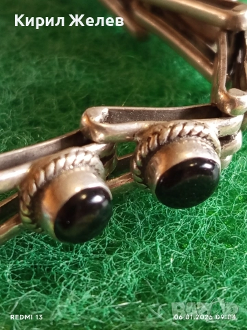 Сребърна гривна с ОНИКС ръчна занаятчийска изработка уникална 34313, снимка 2 - Гривни - 53002389