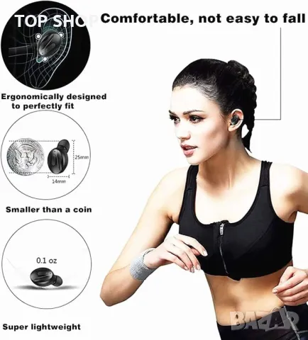 Слушалки Xawy, 5.0 безжични слушалки в ухото, стерео звук, микрофон, за iOS, Android, снимка 6 - Безжични слушалки - 49445125