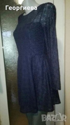 Луксозна синя рокля на Н&М, от дантела - ПРОМОЦИЯ👗🌹S/M,M👗🌹арт.871, снимка 2 - Рокли - 30729219