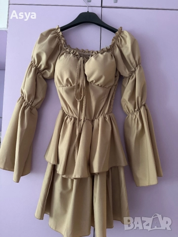 Дамска бежева рокля , снимка 2 - Рокли - 51735183