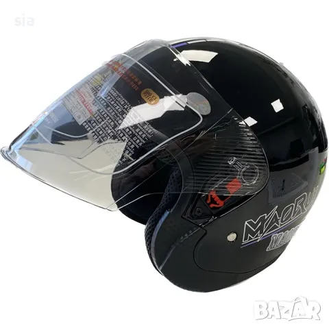 Каска за мотор, скутер, черен гланц, снимка 2 - Аксесоари и консумативи - 49097062
