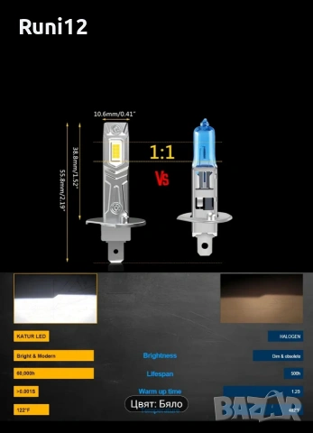 H1 Лед крушки за автомобили 