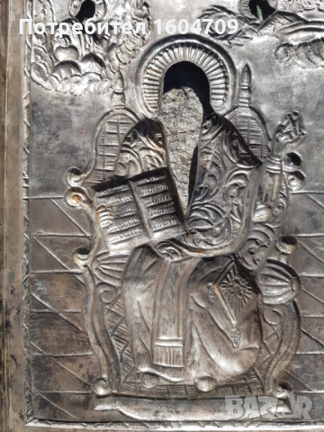 Стара Икона Св.Харалампий 19век, снимка 7 - Други ценни предмети - 52121355