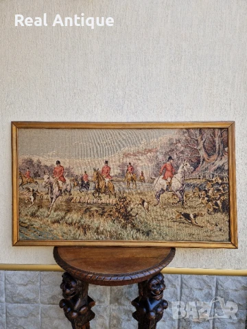 Прекрасен стар белгийски антикварен гоблен , снимка 2 - Антикварни и старинни предмети - 51083238