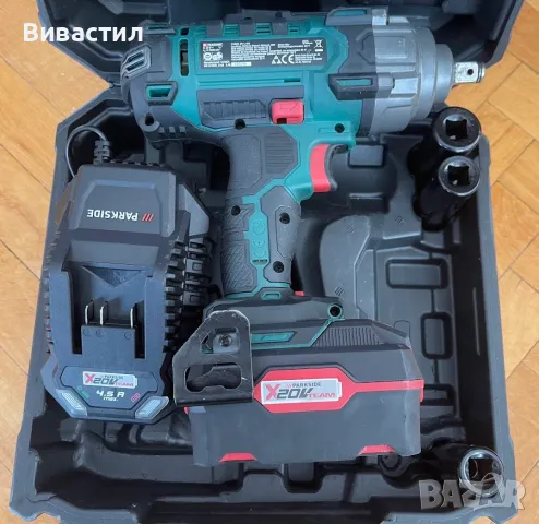 Нов Акумулаторен ударен гайковерт PARKSIDE 20V черни и зелени, снимка 3 - Други инструменти - 42450804