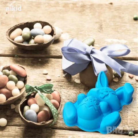 Голям Великденски ЗАЕК форма за кекс силиконов молд за кекс сладкиш десерт, снимка 4 - Форми - 27769951