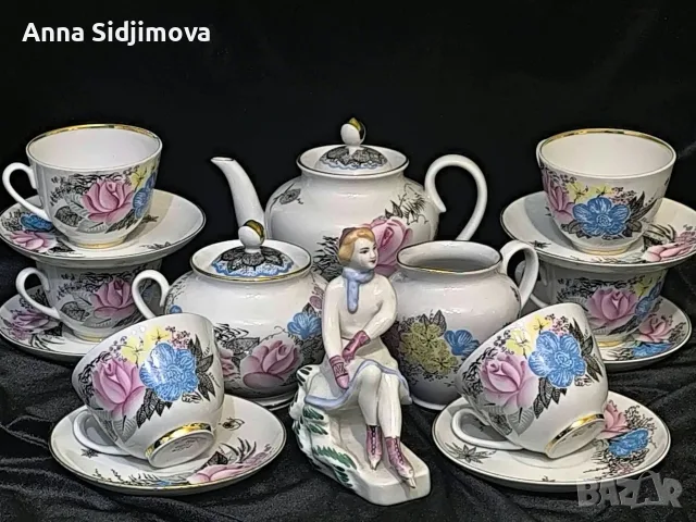 Руски сервиз ЛФЗ и статуетка 